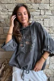 Rustic Nature Linen Blend Hippie Shake Hoodie Washed Charcoal